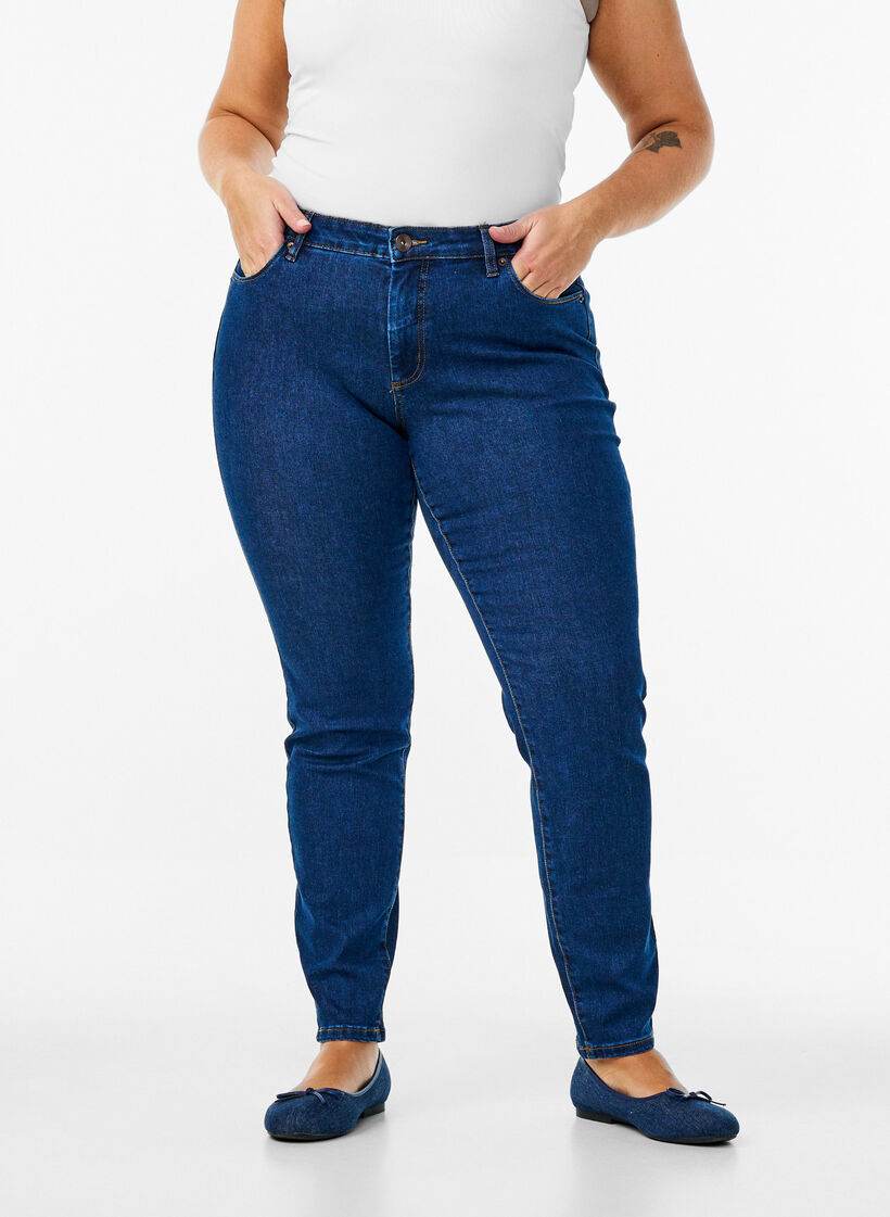 Slim fit Emily jeans with regular waist, Blue, Model image number 2