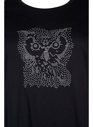 T-shirt in organic cotton with studs , Black Owl, Packshot image number 2