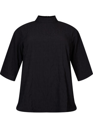 Top with high neckline and 3/4 sleeves, Black, Packshot image number 0