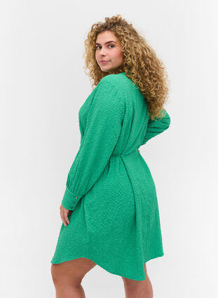 Long-sleeved dress with a v-neck and tie strings, Mint, Model image number 1