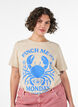 Cotton T-shirt with print, Beige, Model image number 0