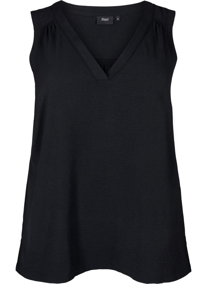 Sleeveless top with wrinkle details, Black, Packshot image number 0