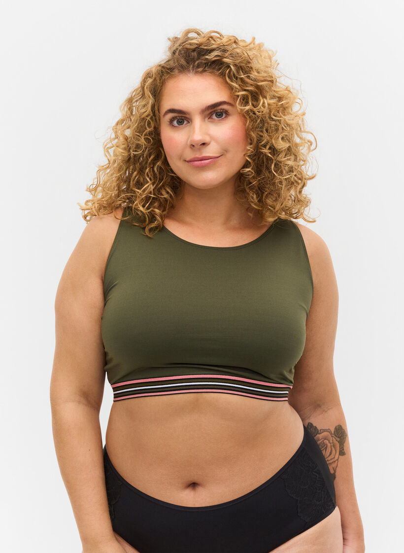 Soft bra with adjustable straps, Green, Model image number 0