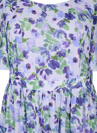 Floral dress with short sleeves, Xenon B. Flower AOP, Packshot image number 2