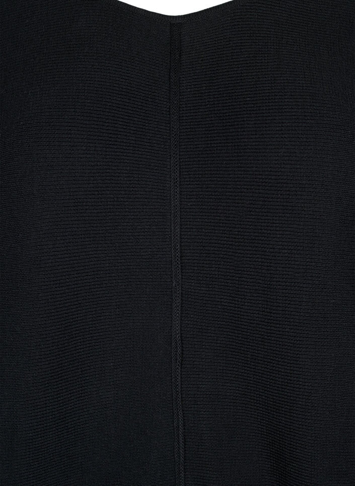 Ribbed dress with 3/4 sleeves, Black, Packshot image number 2