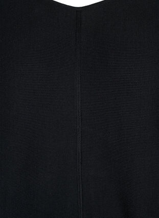 Ribbed dress with 3/4 sleeves, Black, Packshot image number 2