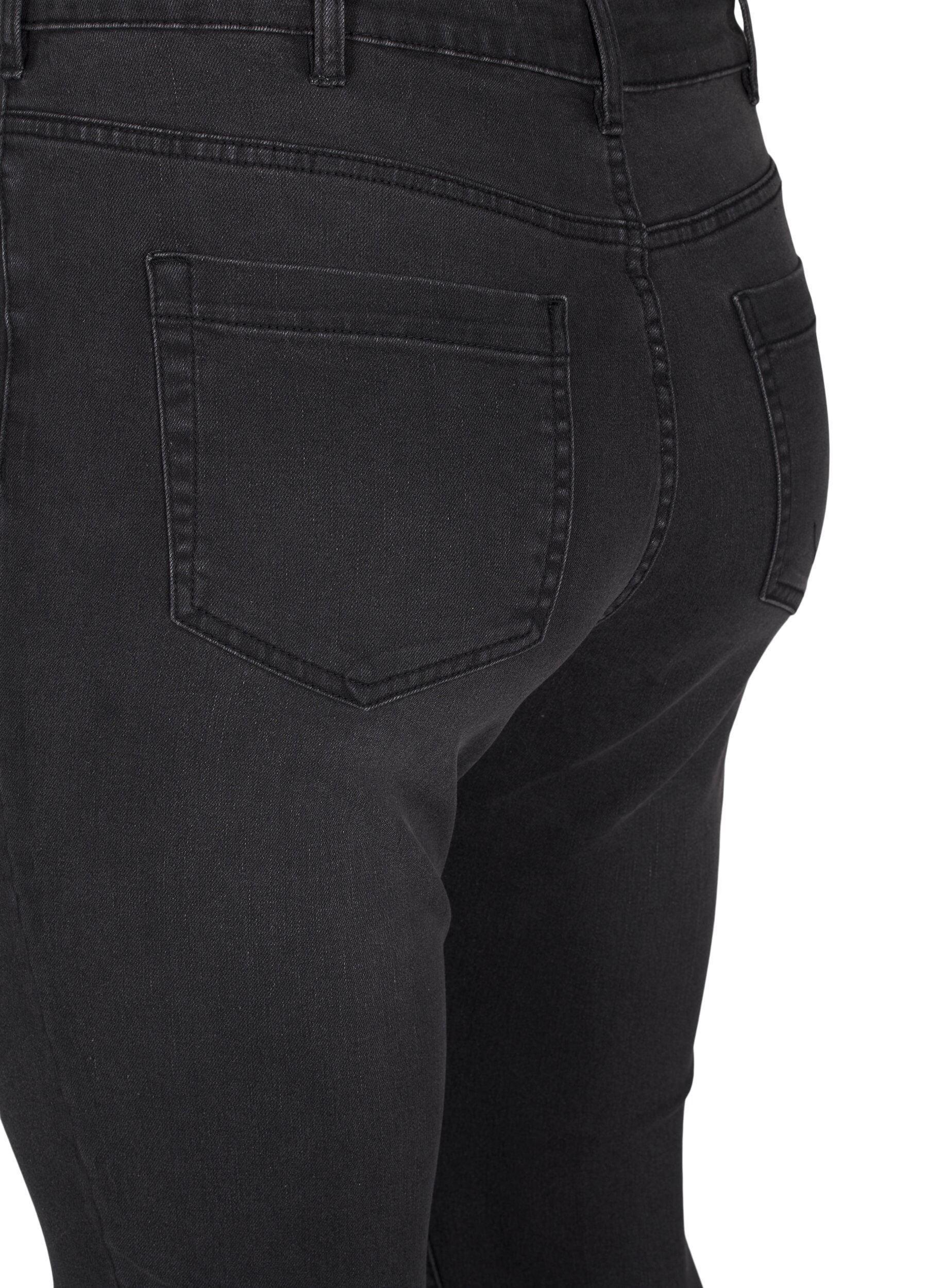 Zizzifashion Amy jeans with a high waist and super slim fit, Dark Grey, Packshot image number 3