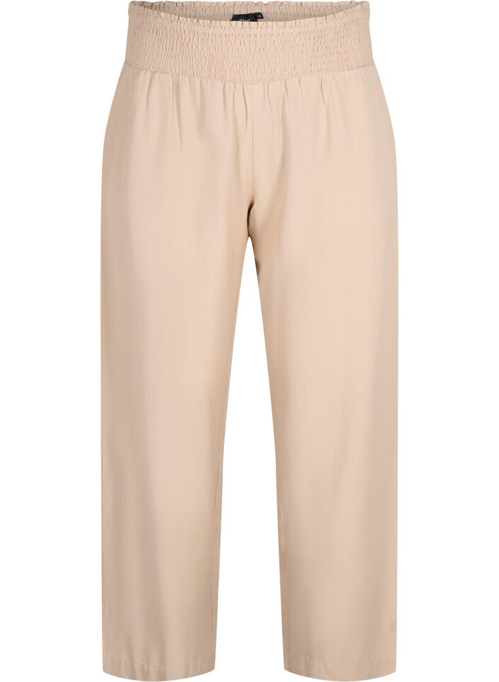 Smock pants with linen, Beige, Packshot image number 0