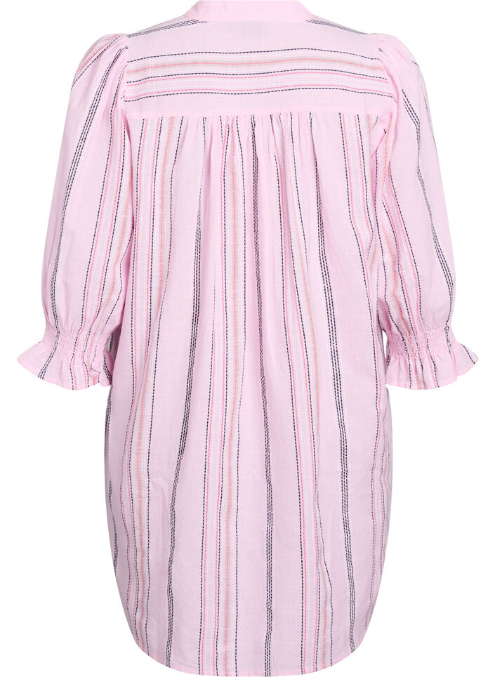 Short cotton dress with striped pattern, Rose, Packshot image number 1