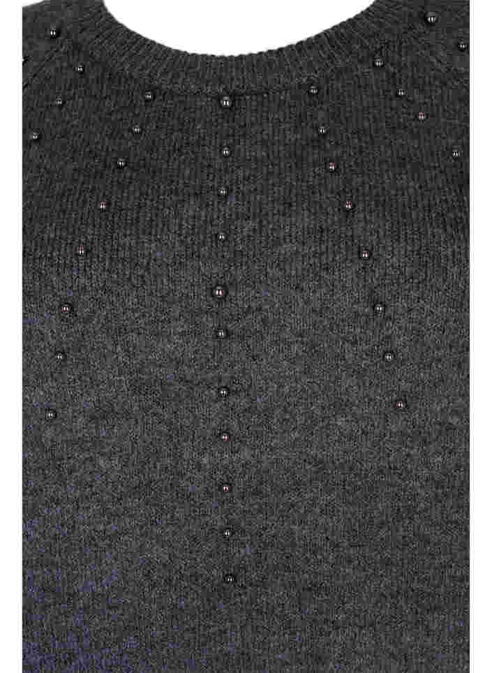 Knitted jumper with beads, Dark Grey Melange, Packshot image number 2