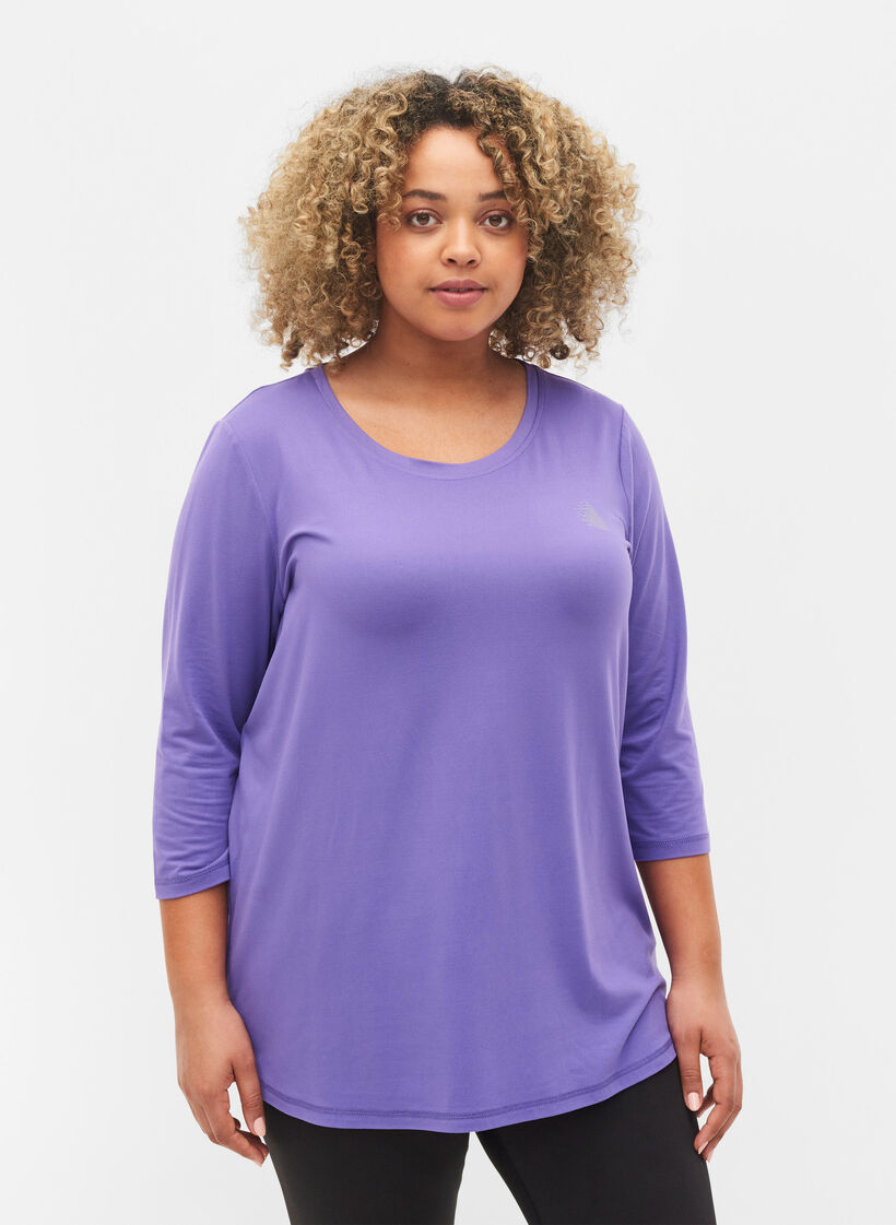 Sports top with 3/4 sleeves, Purple, Model image number 0
