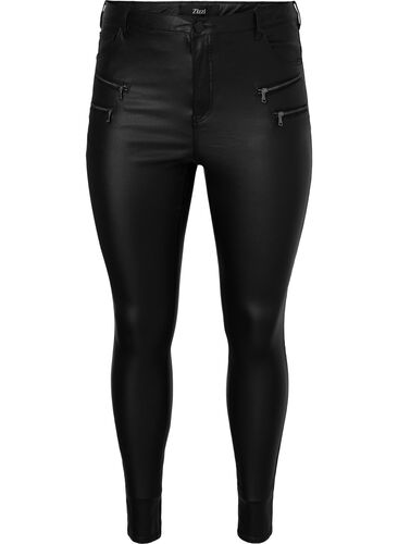 Coated Amy jeans with zipper detail, Black, Packshot image number 0