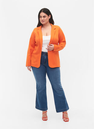 Simple blazer with button, Mandarin Orange, Model image number 2
