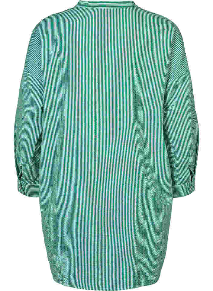 Striped cotton shirt with 3/4 sleeves, Jolly Green Stripe, Packshot image number 1