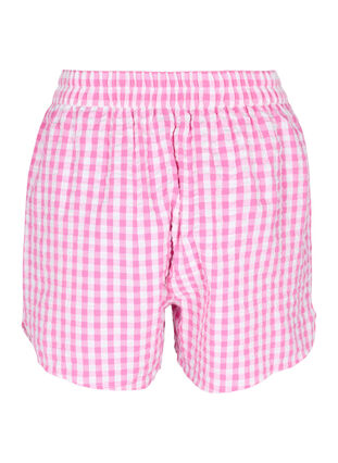 Checked cotton pyjama shorts, Pink Check, Packshot image number 1