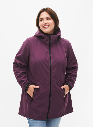 Short softshell jacket with pockets, Hortensia, Model image number 0