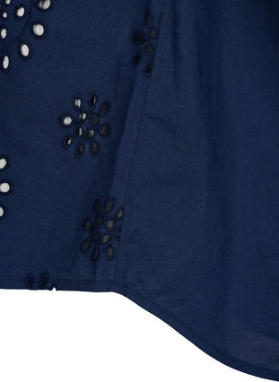 Shirt blouse with embroidery anglaise and 3/4 sleeves, Navy Blazer, Packshot image number 4