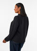 Blouse with V-neck and crochet band, Black, Model image number 2