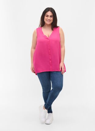Viscose top with buttons, Beetroot Purple, Model image number 2