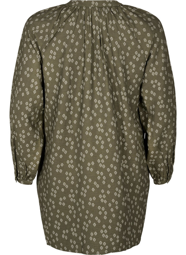 Long-sleeved tunic with floral print, Green, Packshot image number 1