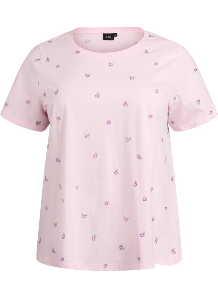 T-shirt in organic cotton with embroidered motifs, Pink, Packshot image number 0