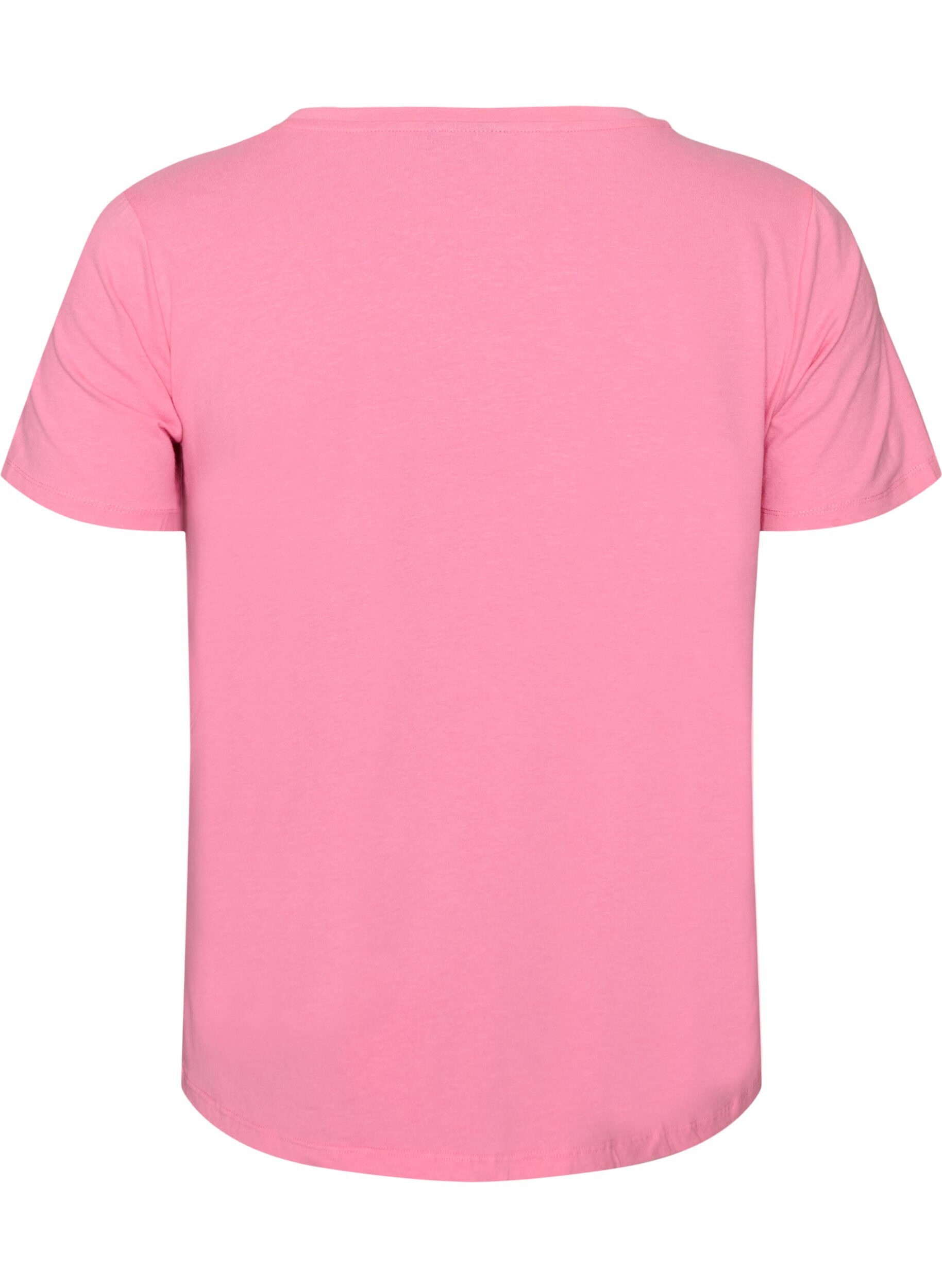 ZizzifashionBasic plain cotton t-shirt, Pink, Packshot image number 1