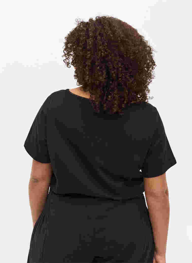 Short-sleeved cotton t-shirt, Black, Model image number 1
