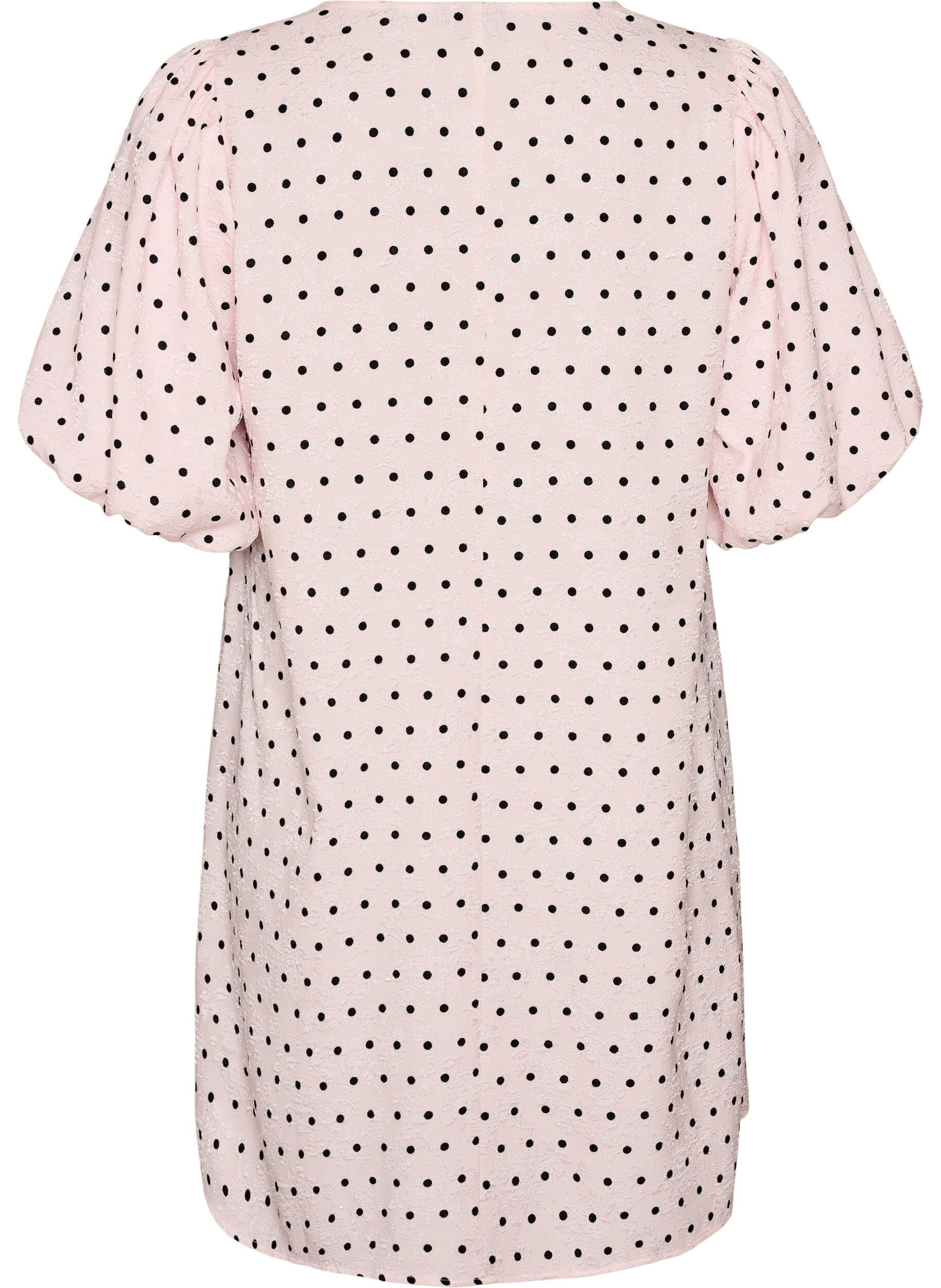Zizzifashion Polka dot A-line dress with balloon sleeves, Pink, Packshot image number 1