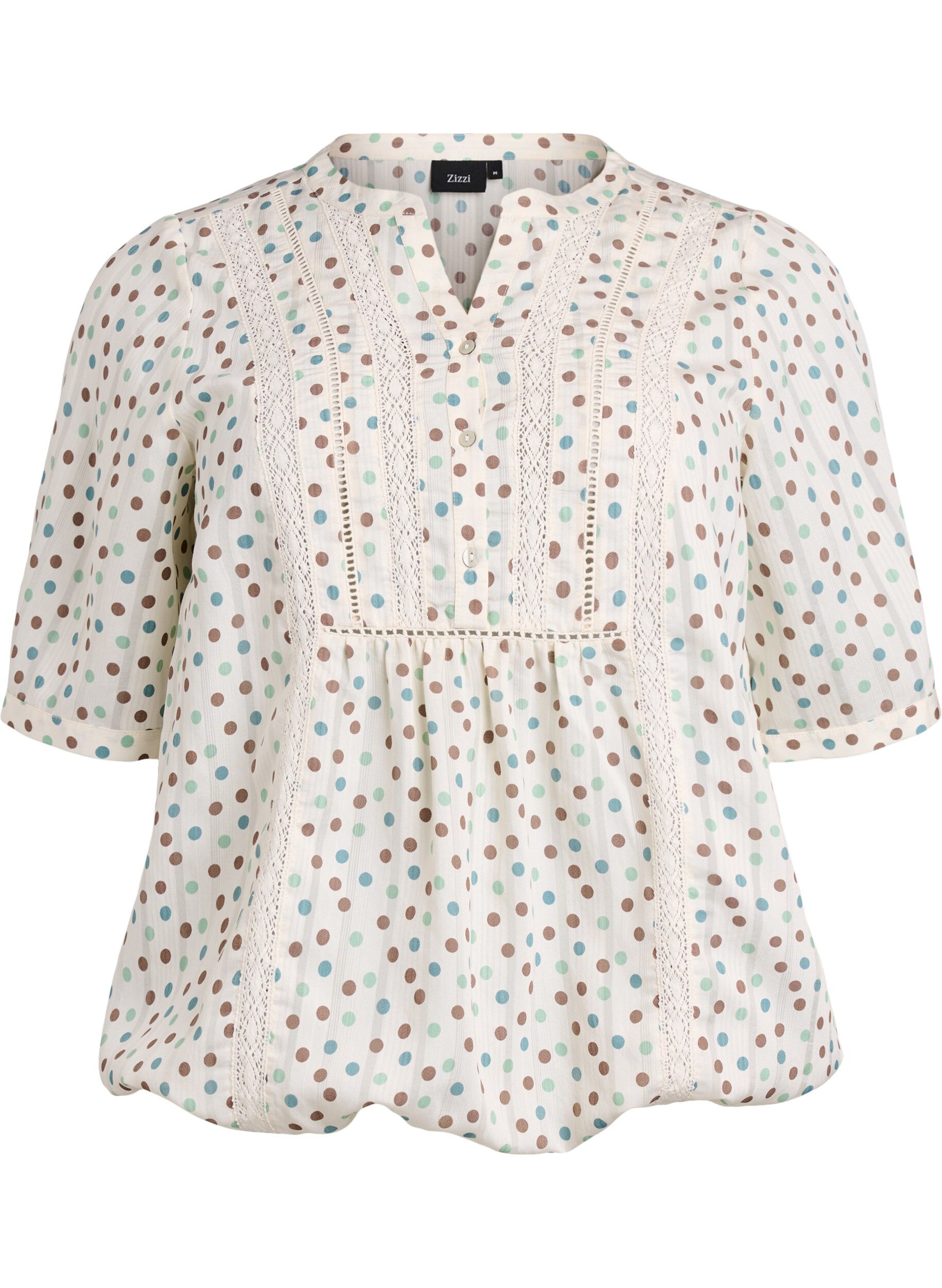 ZizzifashionBlouse with print and 1/2 sleeves, White, Packshot image number 0
