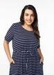 Striped midi dress in cotton with short sleeves, Blue, Model image number 2