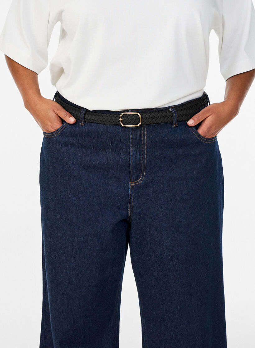 Braided belt in faux leather, Black, Model image number 0