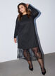 Jersey dress with glitter and lace trim, Black, Model image number 0