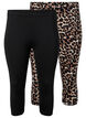 	 2-pack of 3/4 leggings, Black / LEO AOP, Packshot image number 0