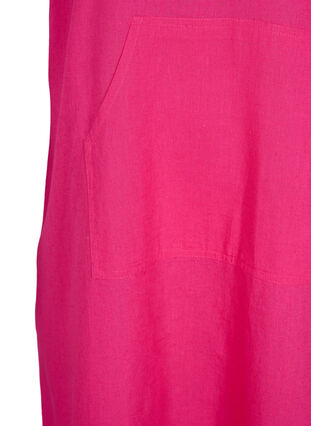 Cotton blend hooded dress with linen, Beetroot Purple, Packshot image number 3