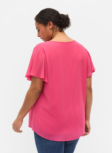 Short-sleeved blouse, Magenta, Model image number 1