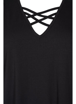 Sleeveless night dress with v-neck and cord detail  , Black, Packshot image number 2