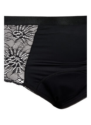 Hipster period panties with lace, Black, Packshot image number 2