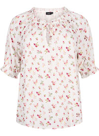 Floral viscose blouse with half sleeves
