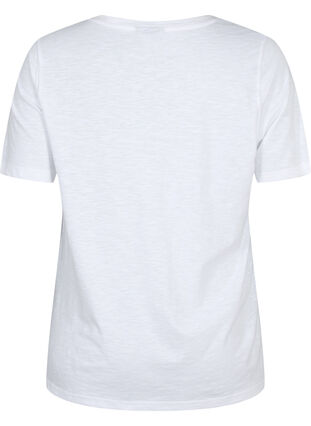 Short-sleeved basic t-shirt with v-neck, Bright White, Packshot image number 1