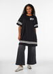 Short T-shirt dress with sporty details, Black, Model image number 1