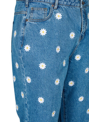 High waist Gemma jeans with daisies, L.B. Flower, Packshot image number 2