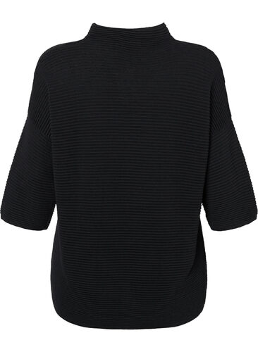 Structured pullover with high neck, Black, Packshot image number 1