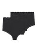 2-pack hipsters with lace trim and high waist, Black, Packshot image number 1