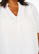 Short-sleeved viscose blouse with ruffle details, Bright White, Model image number 2