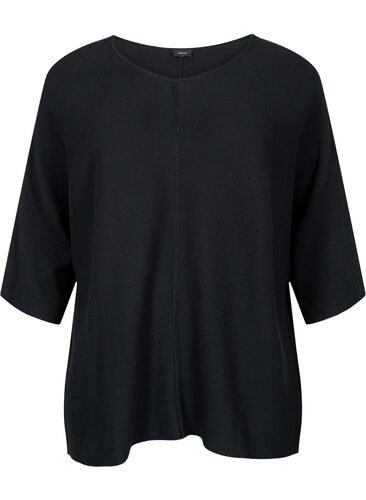 Knitted blouse with 3/4 sleeves, Black, Packshot image number 0