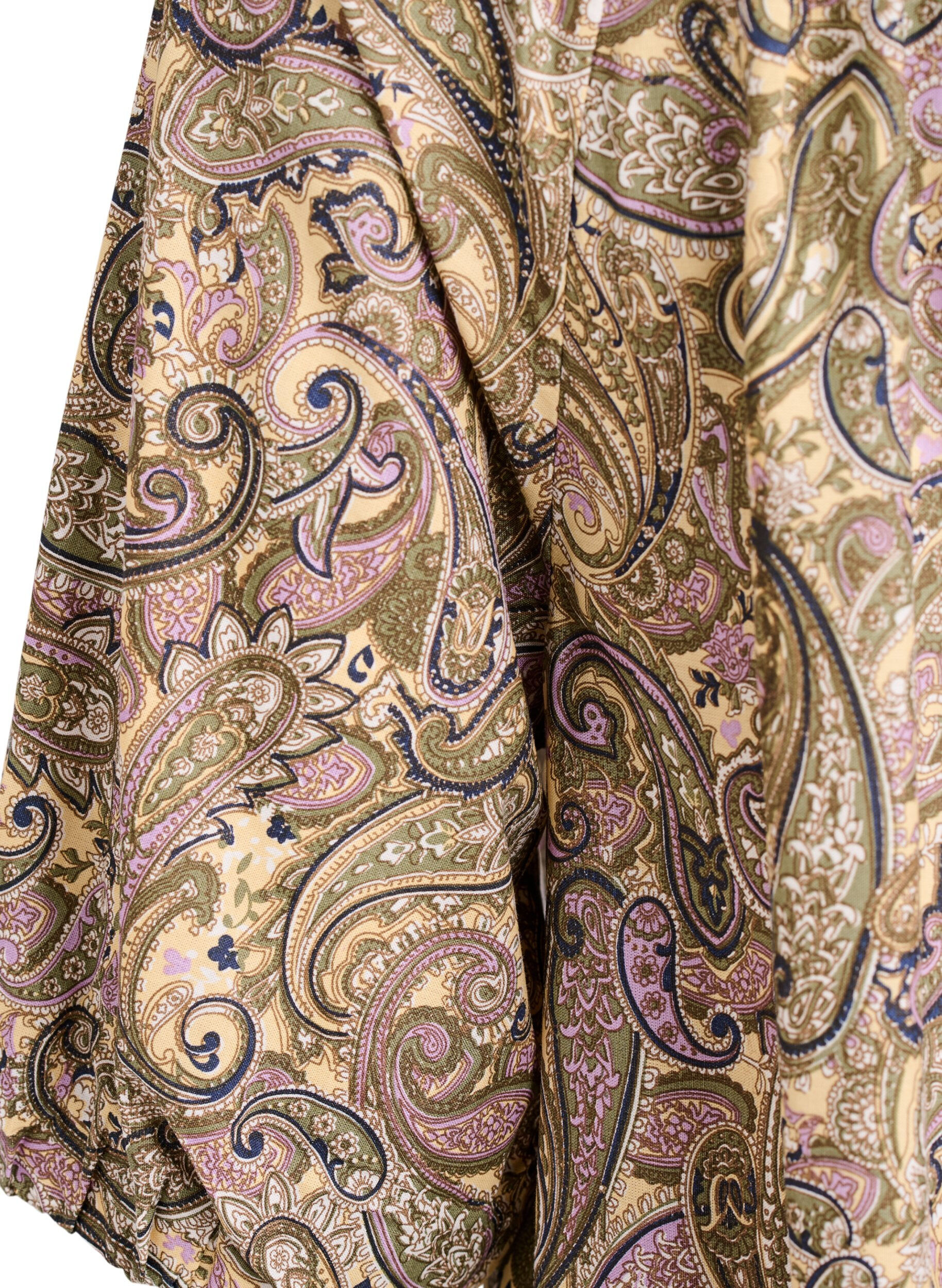 ZizzifashionViscose blouse with paisley print and tie-string, Yellow, Packshot image number 3