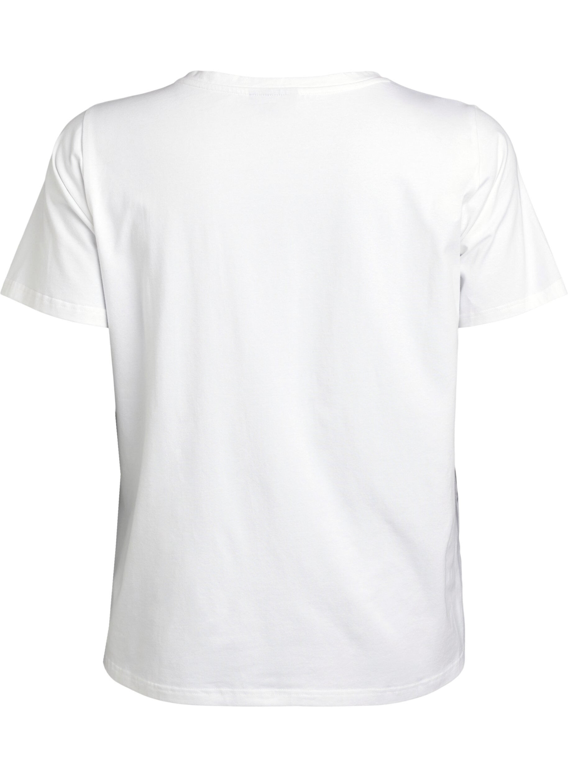 Zizzifashion T-shirt in organic cotton with floral print, B. White w. Rose, Packshot image number 1