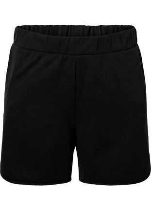 Plain workout shorts with pockets, Black, Packshot image number 0