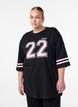 Oversized college T-shirt with 3/4 sleeves, Black, Model image number 0
