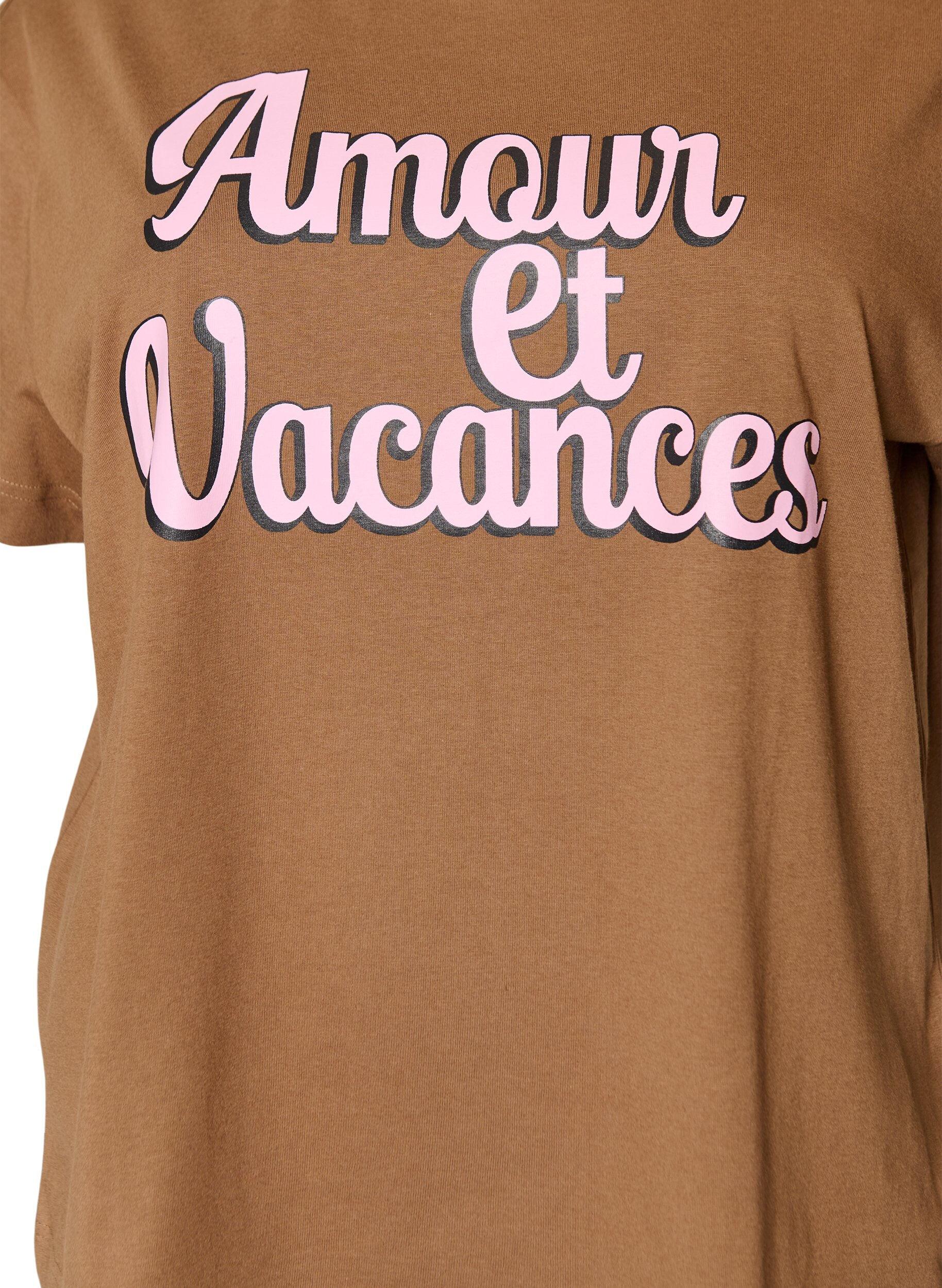 Zizzifashion100% cotton T-shirt with short sleeves and print, Brown, Packshot image number 2